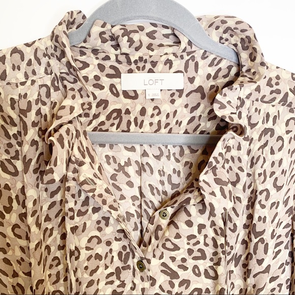 LOFT Leopard Print Midi Dress Size 6 - Picture 3 of 8